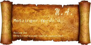 Metzinger Apród névjegykártya